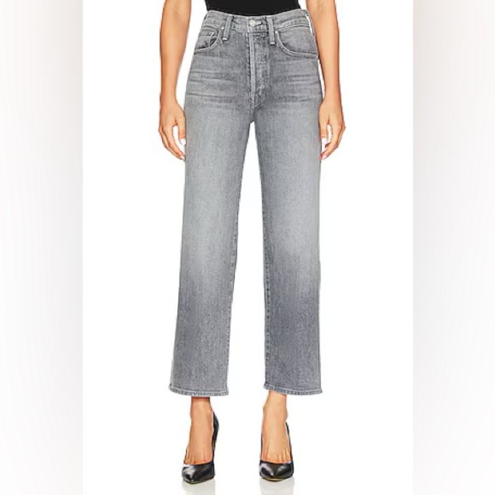 MOTHER Grey High-Rise Straight Leg Jeans
